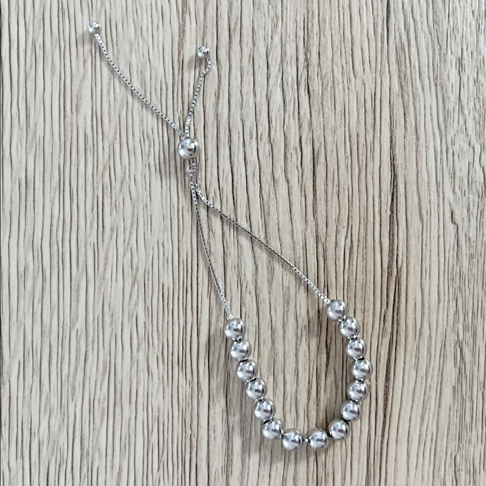 Sterling Silver Beaded Adjustable Bracelet